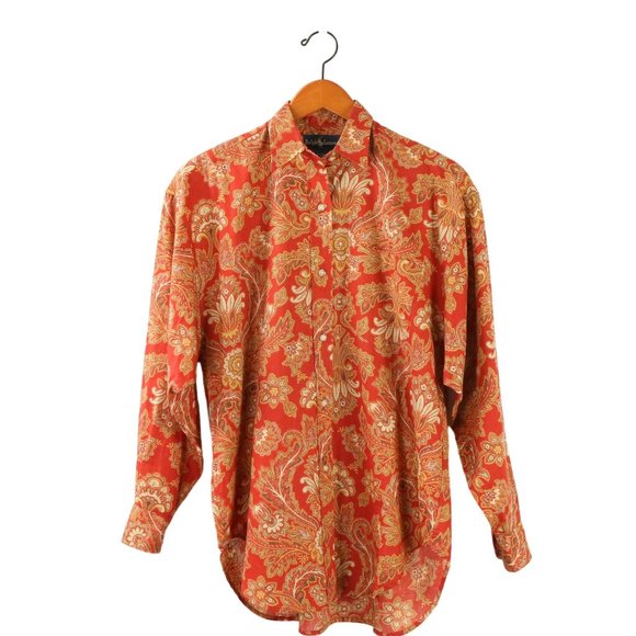 Ralph Lauren Tops - Ralph Lauren Classics Collection Paisley Cotton Linen Red 90s Shirt Top 4